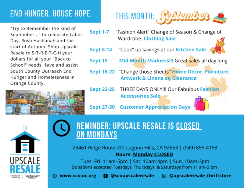 September Upscale Resale postcard